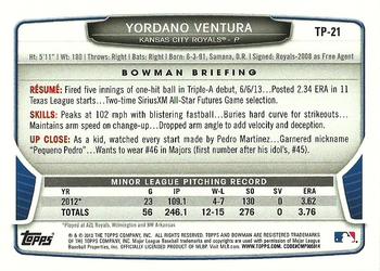 2013 Bowman Draft Picks & Prospects - Top Prospects #TP-21 Yordano Ventura Back