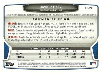 2013 Bowman Draft Picks & Prospects - Top Prospects #TP-27 Javier Baez Back