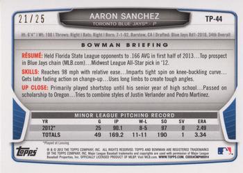 2013 Bowman Draft Picks & Prospects - Top Prospects Red Ice #TP-44 Aaron Sanchez Back
