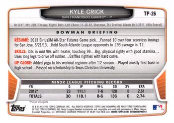 2013 Bowman Draft Picks & Prospects - Top Prospects Silver Ice #TP-26 Kyle Crick Back