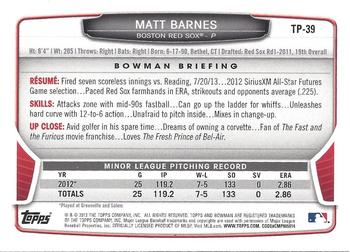 2013 Bowman Draft Picks & Prospects - Top Prospects Silver Ice #TP-39 Matt Barnes Back