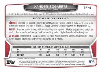 2013 Bowman Draft Picks & Prospects - Top Prospects Silver Ice #TP-40 Xander Bogaerts Back