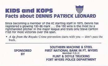 1983 Kansas City Royals Police #NNO Dennis Leonard Back