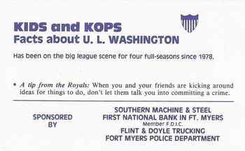 1983 Kansas City Royals Police #NNO U.L. Washington Back