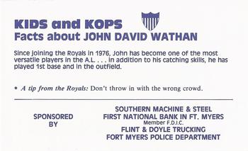 1983 Kansas City Royals Police #NNO John Wathan Back