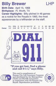 1994 Kansas City Royals Police #NNO Billy Brewer Back