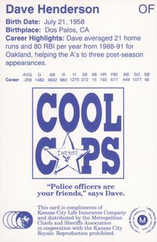 1994 Kansas City Royals Police #NNO Dave Henderson Back