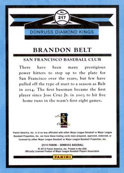 2014 Donruss #217 Brandon Belt Back