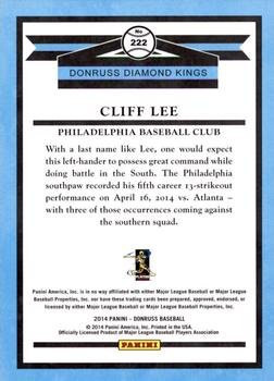 2014 Donruss #222 Cliff Lee Back