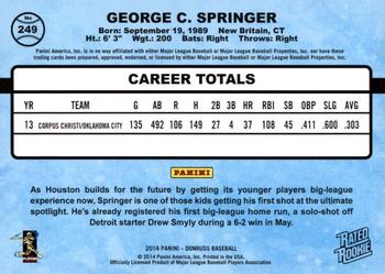 2014 Donruss #249 George Springer Back
