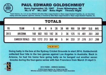 2014 Donruss #260 Paul Goldschmidt Back