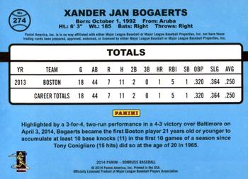2014 Donruss #274 Xander Bogaerts Back