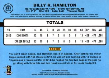 2014 Donruss #281 Billy Hamilton Back
