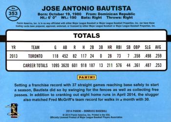 2014 Donruss #353 Jose Bautista Back