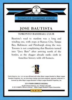 2014 Donruss #6 Jose Bautista Back