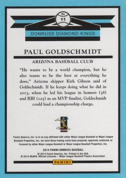 2014 Donruss #11 Paul Goldschmidt Back