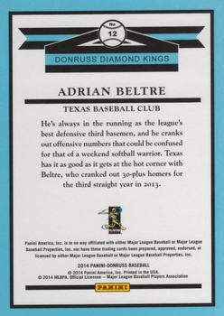 2014 Donruss #12 Adrian Beltre Back