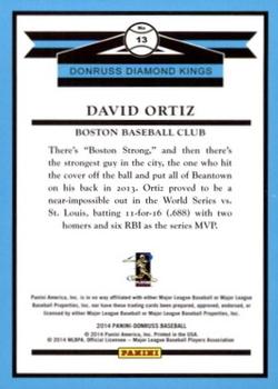 2014 Donruss #13 David Ortiz Back