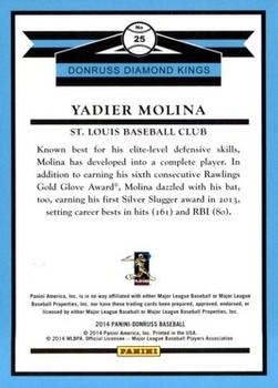2014 Donruss #25 Yadier Molina Back