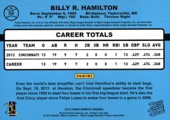 2014 Donruss #32 Billy Hamilton Back