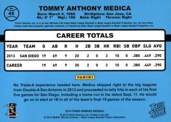 2014 Donruss #45 Tommy Medica Back