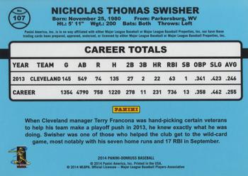 2014 Donruss #107 Nick Swisher Back