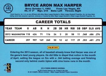 2014 Donruss #143 Bryce Harper Back