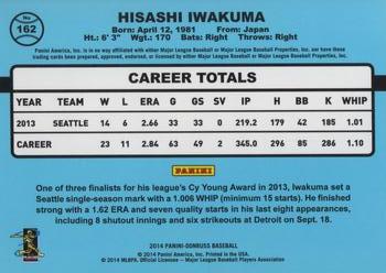 2014 Donruss #162 Hisashi Iwakuma Back
