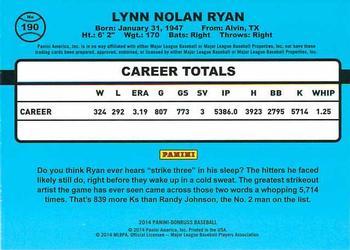 2014 Donruss #190 Nolan Ryan Back