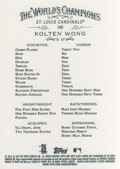 2014 Topps Allen & Ginter #190 Kolten Wong Back