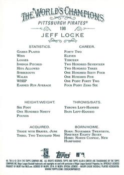 2014 Topps Allen & Ginter #198 Jeff Locke Back