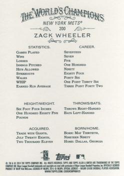 2014 Topps Allen & Ginter #200 Zack Wheeler Back