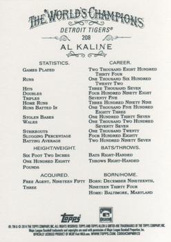 2014 Topps Allen & Ginter #208 Al Kaline Back