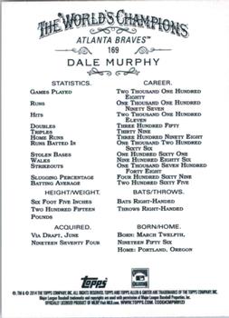 2014 Topps Allen & Ginter #169 Dale Murphy Back