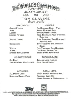 2014 Topps Allen & Ginter #193 Tom Glavine Back