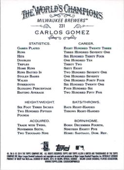 2014 Topps Allen & Ginter #231 Carlos Gomez Back