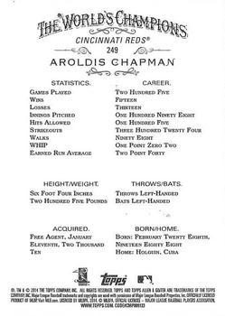 2014 Topps Allen & Ginter #249 Aroldis Chapman Back