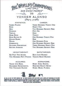 2014 Topps Allen & Ginter #310 Yonder Alonso Back