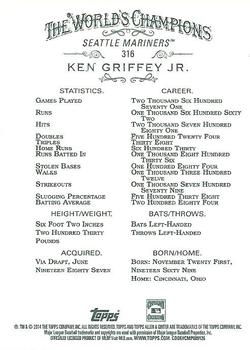 2014 Topps Allen & Ginter #316 Ken Griffey Jr. Back