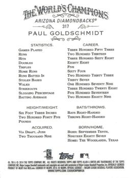 2014 Topps Allen & Ginter #317 Paul Goldschmidt Back