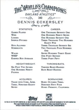2014 Topps Allen & Ginter #340 Dennis Eckersley Back