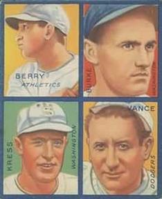1935 Goudey 4-in-1 (R321) #NNO Charlie Berry / Bobby Burke / Red Kress / Dazzy Vance Front