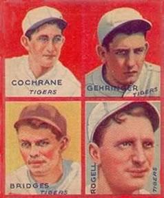 1935 Goudey 4-in-1 (R321) #NNO Mickey Cochrane / Charlie Gehringer / Tommy Bridges / Billy Rogell Front