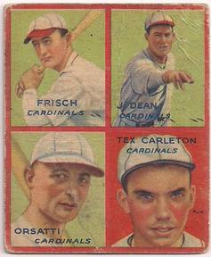 1935 Goudey 4-in-1 (R321) #NNO Frankie Frisch / Dizzy Dean / Ernie Orsatti / Tex Carleton Front