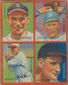 1935 Goudey 4-in-1 (R321) #NNO Jackie Hayes / Ted Lyons / Mule Haas / Zeke Bonura Front