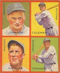 1935 Goudey 4-in-1 (R321) #NNO Bob Johnson / Ed Coleman / Johnny Marcum / Doc Cramer Front