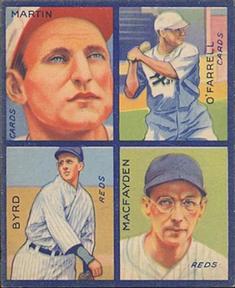 1935 Goudey 4-in-1 (R321) #NNO Pepper Martin / Bob O'Farrell / Sammy Byrd / Danny MacFayden Front