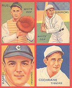 1935 Goudey 4-in-1 (R321) #NNO Muddy Ruel / Al Simmons / Willie Kamm / Mickey Cochrane Front