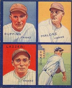 1935 Goudey 4-in-1 (R321) #NNO Red Ruffing / Pat Malone / Tony Lazzeri / Bill Dickey Front