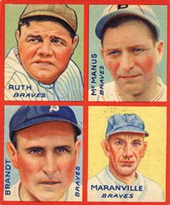 1935 Goudey 4-in-1 (R321) #NNO Babe Ruth / Marty McManus / Ed Brandt / Rabbit Maranville Front